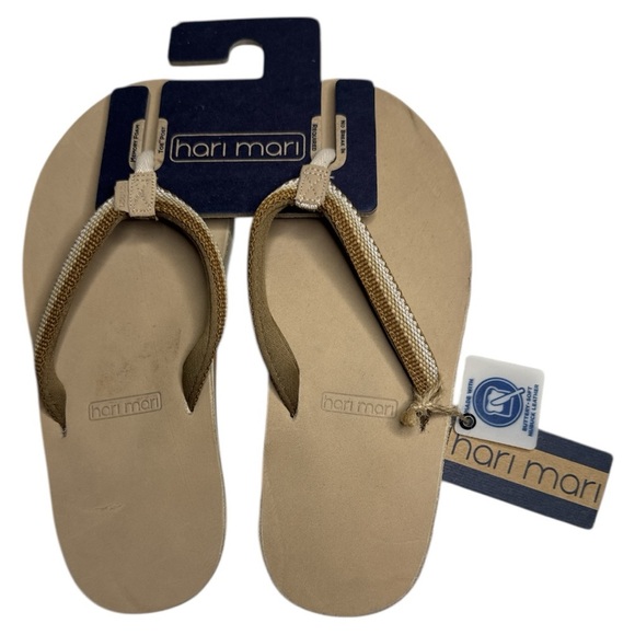 Hari Mari Scouts Leather Flip Flops Sandals Shoes In Tobacco Breeze NWT Size: 8 - Picture 1 of 8